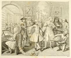 William Hogarth (1697- 1764) A rakes progress. Politikai szatirika rézmetszetű ábrázolása. 15x17 cm
...
