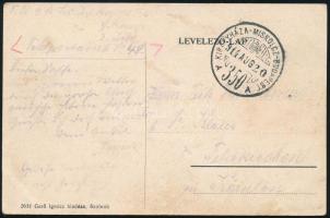 1914 Szolnok képeslap "KIRÁLYHÁZA-MISKOLCZ-BUDAPEST" luxus mozgóposta bélyegzés Feldkirche...