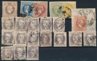 1867 2kr, 3kr, 5kr, 10kr kivágásokon magyar bélyegzésekkel + használatlan finom nyomású 50kr és 15 d...
