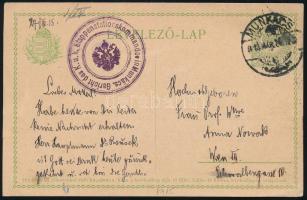 1915 2f díjjegyes levelezőlap "MUNKÁCS" - Wien + "Gericht des K.u.k. Etappenstationsk...