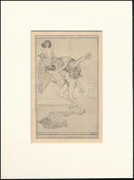 Franz von Bayros (1866-1924): Erotikus jelenet női aktokkal, nyomat, papír, jelzett a nyomaton, pasz...
