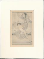Franz von Bayros (1866-1924): Női aktok, nyomat, papír, jelzett a nyomaton, paszpartuban, 13×8 cm