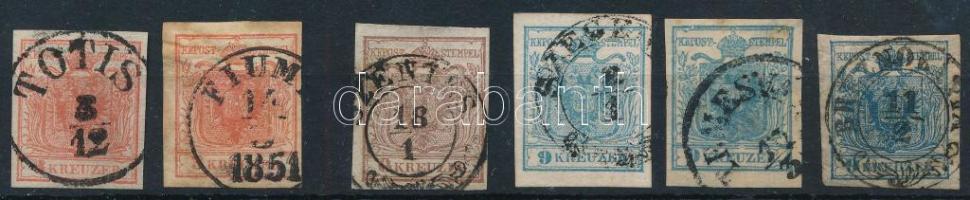 1850 2 x 3kr, 6kr, 9kr I, 9kr II., 9kr III. HP