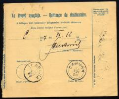 1917 ifj. pribéri és vuchini gróf Jankovich Aladár (1878-1932) részére címzett szállítólevél Budapes...
