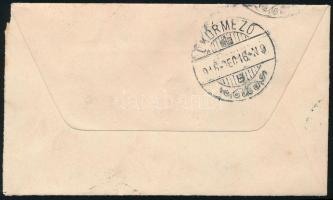 1915 Kis méretű levél Turul 10f bérmentesítéssel "HUSZT" - "ÖKÖRMEZŐ" (Kárpátalj...