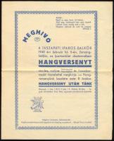 1940 Meghívó a Jászapáti Iparos Dalkör farsangzáró hangversenyére, Korompay Viola írónő részére címe...