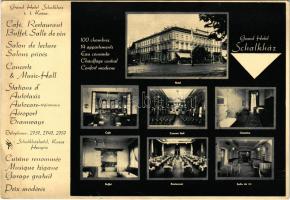 Kassa, Kosice; Grand Hotel Schalkház / Schalkház szálloda reklámlapja, étterem és kávéház, büfé, kon...