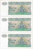 Mianmar 1994. 20K (3x) sorszámkövetők "DC 9157264 - DC 9157266" T:UNC
Myanmar 1994. 20 Ky...