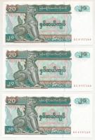 Mianmar 1994. 20K (3x) sorszámkövetők "DC 9157264 - DC 9157266" T:UNC
Myanmar 1994. 20 Ky...