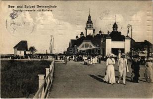 1914 Swinoujscie, Swinemünde; Strandpromenade mit Kurhaus / beach promenade with spa hall