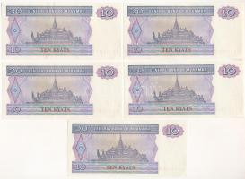 Mianmar 1996-1997. 10K (5x) sorszámkövetők "BZ 7161902 - BZ 7161906" T:UNC
Myanmar 1996-1...