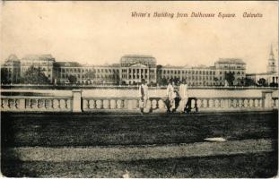 1912 Calcutta, Kolkata; Writer's Building from Dalhousie Square (tear)