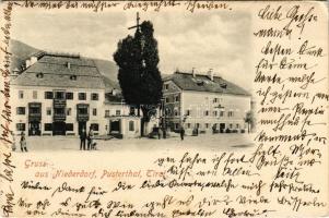 1899 Villabassa, Niederdorf (Südtirol); main square, shops. G. Ebner (EK)