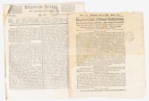 1806-36 Az Augsburgische Ordinari Postzeitung és az Allgemeine Zeitung c. német nyelvű hírlap egy-eg...