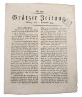 1814-1825 A Gratzer Zeitung 2 db száma, szignettával