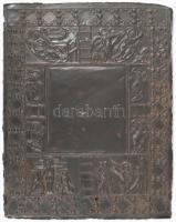 cca 19. sz., Rézlemez kép Jézus életének jeleneteivel, rajta felfogatólyuk, patina, 32x25 cm