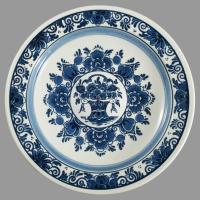 Blauw Delpts holland falitál, jelzett, hibátlan, d: 24 cm