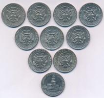 Amerikai Egyesült Államok 1972. 1/2$ Cu-Ni "Kennedy" (3x) + 1974. 1/2$ Cu-Ni "Kennedy...