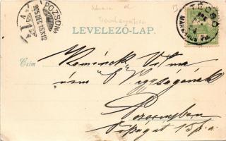 1905 Técső, Tiacevo, Tiachiv, Tyachiv; Fő tér, üzletek, Takarékpénztár. Szabó Lipót kiadása / main s...