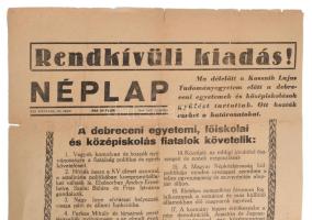 1956 Néplap XIII. évf. 250. sz., 1956. okt. 23., "Rendkívüli kiadás!", benne a debreceni e...