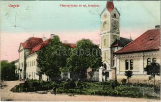 1915 Ungvár, Uzshorod, Uzhhorod, Uzhorod; Vármegyeháza és Református templom. Kiadja Székely és Illé...