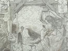 Orosz István (1951-): A Bolondok Hajója XXXII. Rézkarc, papír, jelzett és számozott (64/150) a paszp...