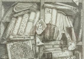 Orosz István (1951-): A Bolondok Hajója XLVII. Rézkarc, papír, jelzett és számozott (60/150) a paszp...