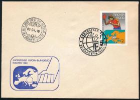 1982 Asztalitenisz EB, Budapest vágott bélyeg FDC-n