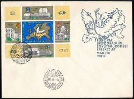 1980 EBEÉ (V.) - Madrid vágott blokk FDC-n (6.000)