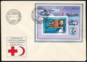 1981 Vöröskereszt (VI.) vágott blokk FDC-n