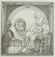 Orosz István (1951-): A Bolondok Hajója XIII. Rézkarc, papír, jelzett és számozott (61/150) a paszpa...