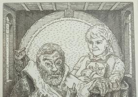 Orosz István (1951-): A Bolondok Hajója XIII. Rézkarc, papír, jelzett és számozott (61/150) a paszpa...