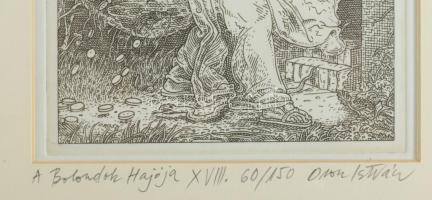 Orosz István (1951-): A Bolondok Hajója XVIII. Rézkarc, papír, jelzett és számozott (60/150) a paszp...