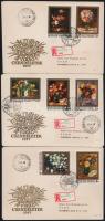 1977 Festmény (XV.) - Virágcsendéletek vágott sor 3 db ajánlott FDC-n