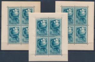 1948 Bélyegnap 3 db kisív (30.000) (az egyiken törések / folds)