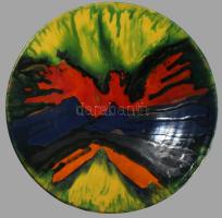 Iparművész multicolor falitál, hibátlan, d: 28,5 cm