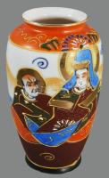 Japán festett vékonyporcelán váza, hibátlan, m: 13 cm