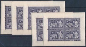 1949 Bélyegnap 5 db kisív (40.000) (az egyiken gumihiba a kereten / gum disturbance on margin)