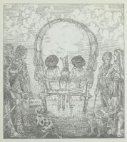 Orosz István (1951-): A Bolondok Hajója XLVIII. Rézkarc, papír, jelzett és számozott (60/150) a pasz...