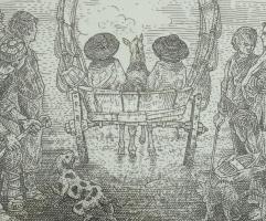 Orosz István (1951-): A Bolondok Hajója XLVIII. Rézkarc, papír, jelzett és számozott (60/150) a pasz...