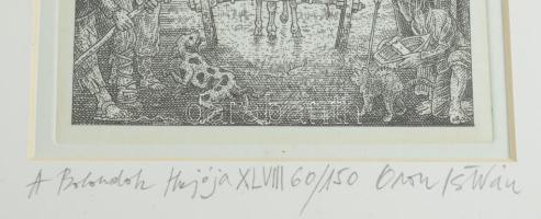 Orosz István (1951-): A Bolondok Hajója XLVIII. Rézkarc, papír, jelzett és számozott (60/150) a pasz...