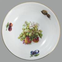 Csehszlovák gyümölcsmintás köretes készlet, 6 személyes, jelzett, d: 14-23 cm