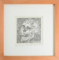 Orosz István (1951-): A Bolondok Hajója XIV. Rézkarc, papír, jelzett és számozott (61/150) a paszpar...