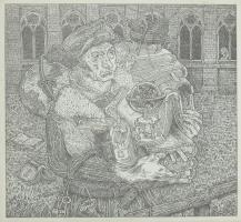 Orosz István (1951-): A Bolondok Hajója XXV. Rézkarc, papír, jelzett és számozott (60/150) a paszpar...