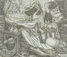 Orosz István (1951-): A Bolondok Hajója II. Rézkarc, papír, jelzett és számozott (61/150) a paszpart...