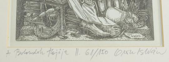 Orosz István (1951-): A Bolondok Hajója II. Rézkarc, papír, jelzett és számozott (61/150) a paszpart...