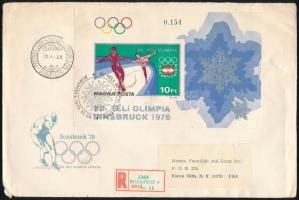 1975 Téli Olimpia (V.) - Innsbruck vágott blokk ajánlott FDC-n