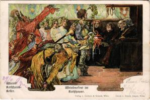 1898 Wien, Vienna, Bécs; Wiener Rathaus-Keller. Weinlesefest im Rathause. Verlag v. Gerlach &amp...