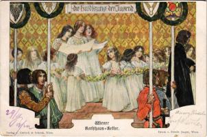 1898 Wien, Vienna, Bécs; Wiener Rathaus-Keller. Der Huldigung der Jugend. Verlag v. Gerlach &amp...