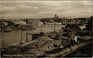 1939 Göteborg, Hamnen med MS Kungsholm, Gripsholm o. Drottningholm / port, crane, ships. photo